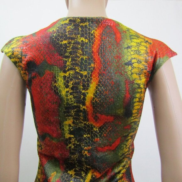 VTG 90s Y2K Mayren Viray snake print REPTILE XS Python Orange Sheath dress - Picture 8 of 12